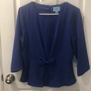 Bright Blue Blouse with Bow